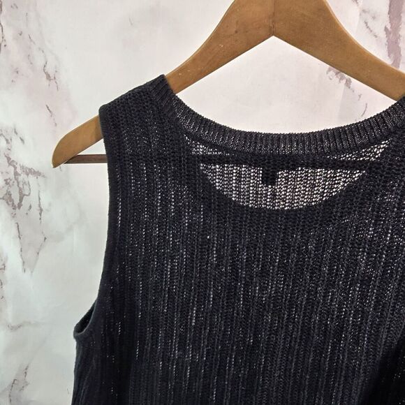 Talbots Sweater Vest Womens Large P Black Open Knit Lightweight Cover Up Capsule - Picture 6 of 10